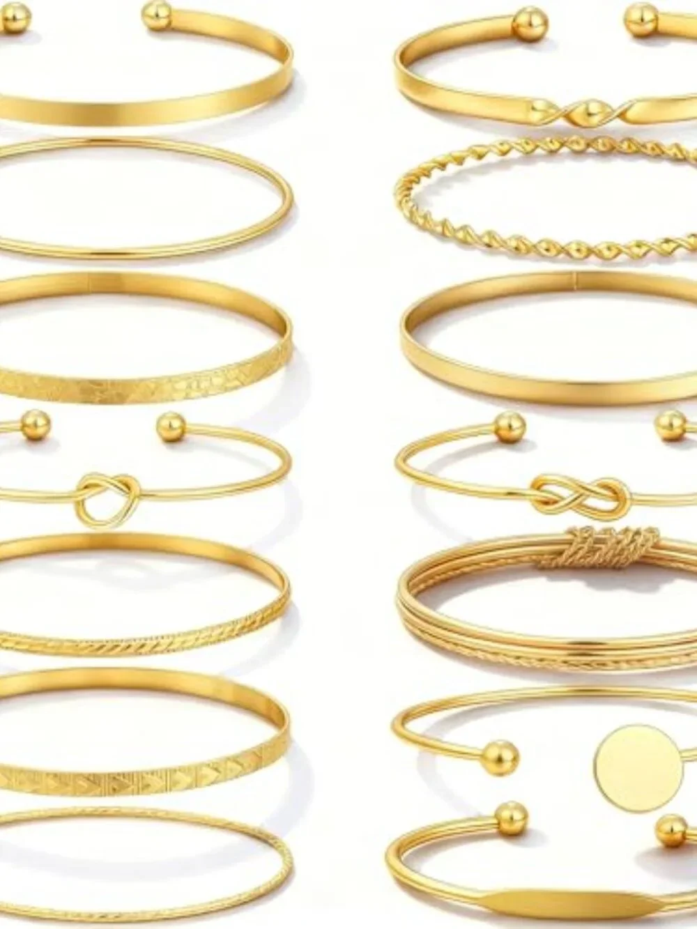 Gold Bangle Bracelets for Women, 14 Pcs Multi Layer Stackable Bangle Set, 14K